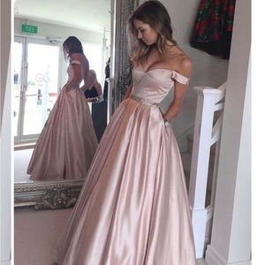 Pink satin prom or pageant gown